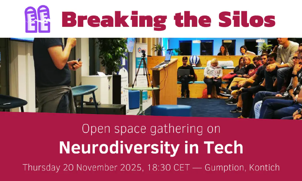 A picture showing the event 'Breaking the Silos: Neurodiversity in Tech (open space)' taking place.